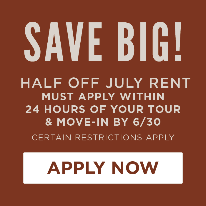 Half off July Rent. Must apply with-in 24 hours of your tour and Move-in by 6/30/25