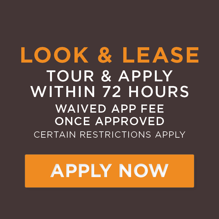 Look & Lease tour & Apply with 72 hours. Waived app fee once approved. certain restrictions apply. 