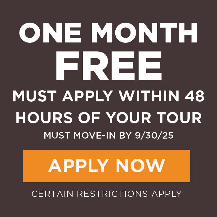 one month FREE must apply within 48 hours of your tour Must move-in by 9/30/25