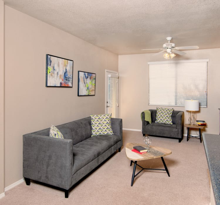 Model living room at Broadstone Desert Sky