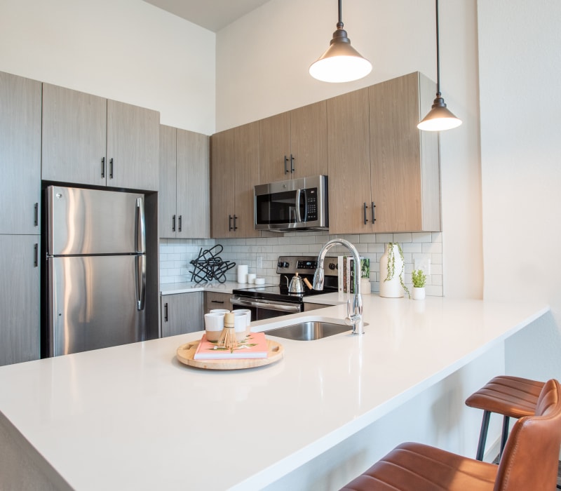 Kitchen island at Marq Iliff Station in Aurora, Colorado