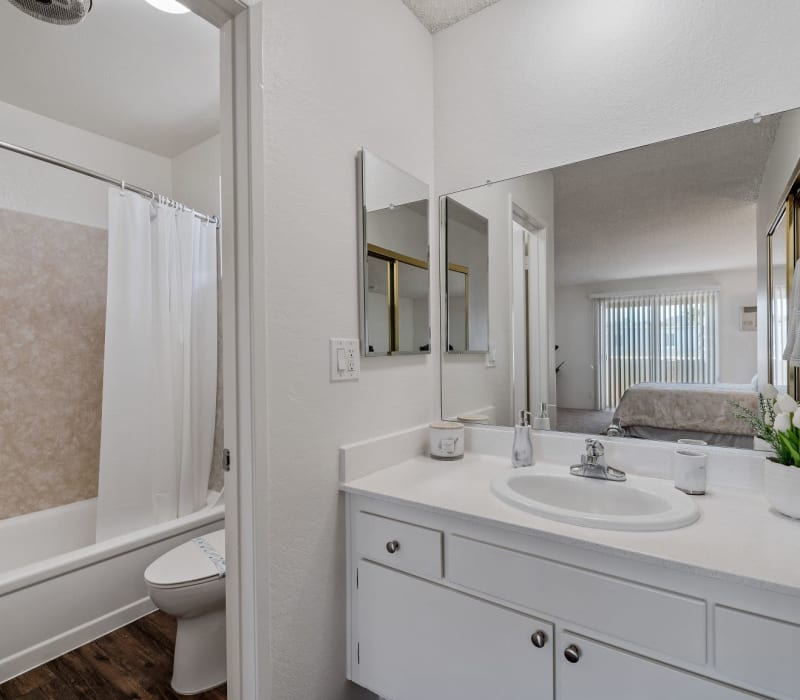 A spacious bathroom at The Terrace in Tarzana, California