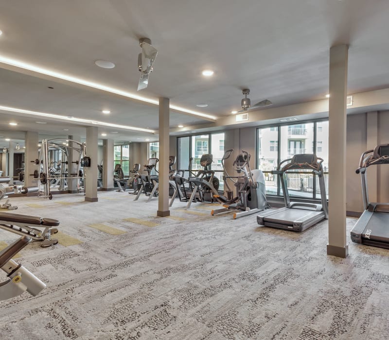 Community fitness center at The Nash in Dallas, Texas