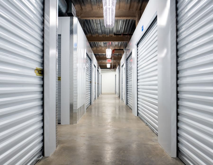 Hallway between indoor units at Key Storage - Grissom in San Antonio, Texas