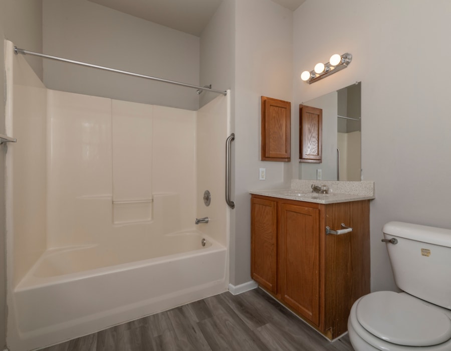 Apartment bathroom at Oaks at La Cantera in San Antonio, Texas