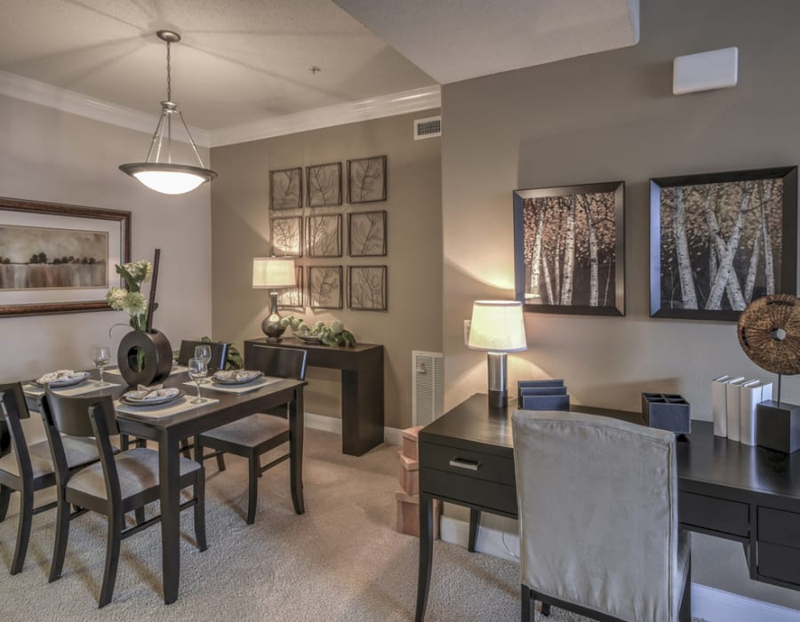 Model apartment living room at The Margot on Sage in Houston, Texas