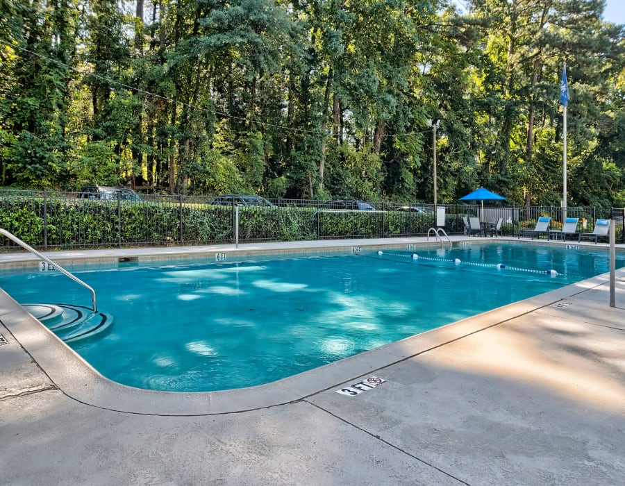 Poolside seating at Three Rivers in Columbia, South Carolina