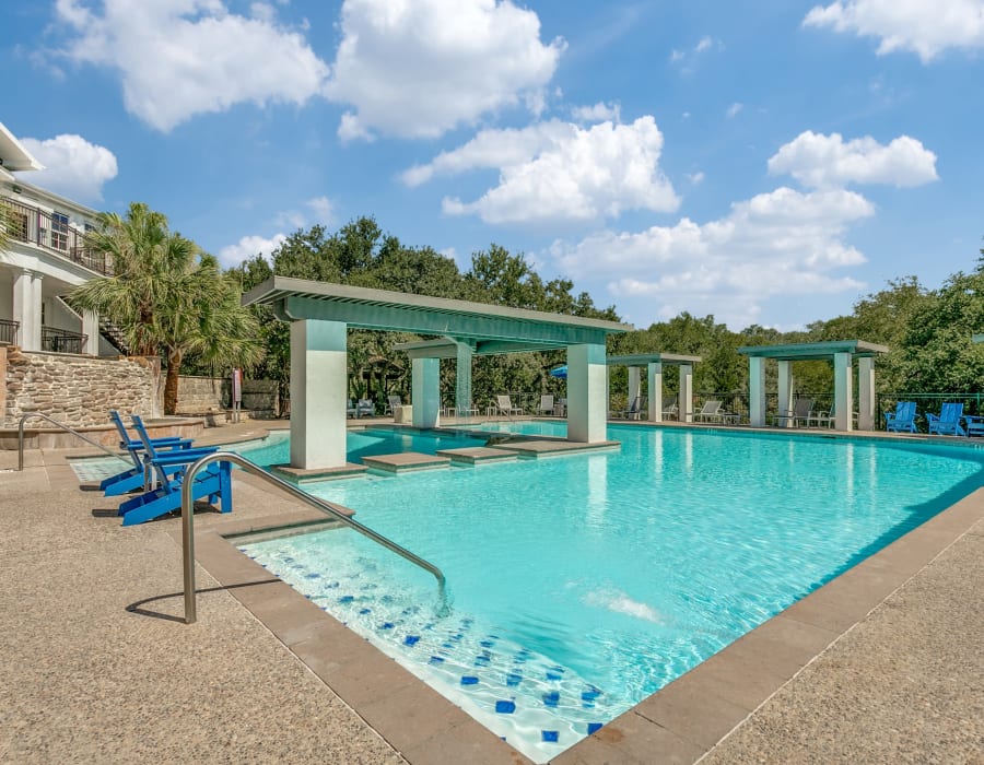 Swimming pool in the daylight at The Anthony at Canyon Springs in San Antonio, Texas