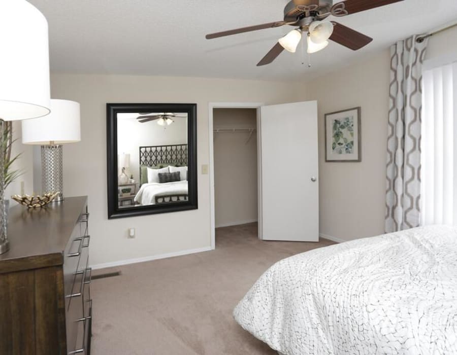 Master bedroom in an apartment at Acasă River Crest in Columbia, South Carolina