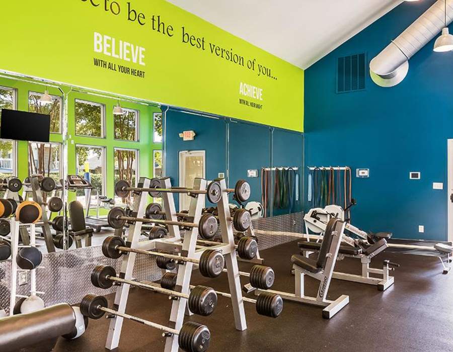 Fitness center at Acasă Orchard Park Apartments in Greenville, South Carolina