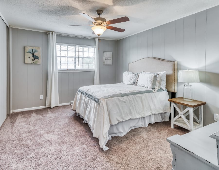 model apartment bedroom at Patriot's Place Townhomes in Goose Creek, South Carolina