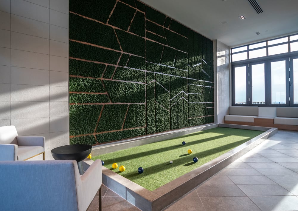 Indoor bocce ball at Motif in Fort Lauderdale, Florida