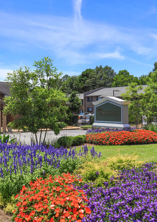 Water feature in the pool at Brittwood Apartments in Columbus, Georgia