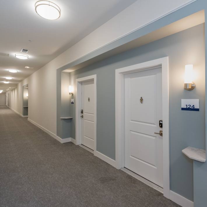 Spacious hallway at Acclaim at Cary Pointe in Cary, North Carolina