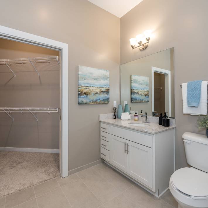 Spacious powder room at Acclaim at Cary Pointe in Cary, North Carolina