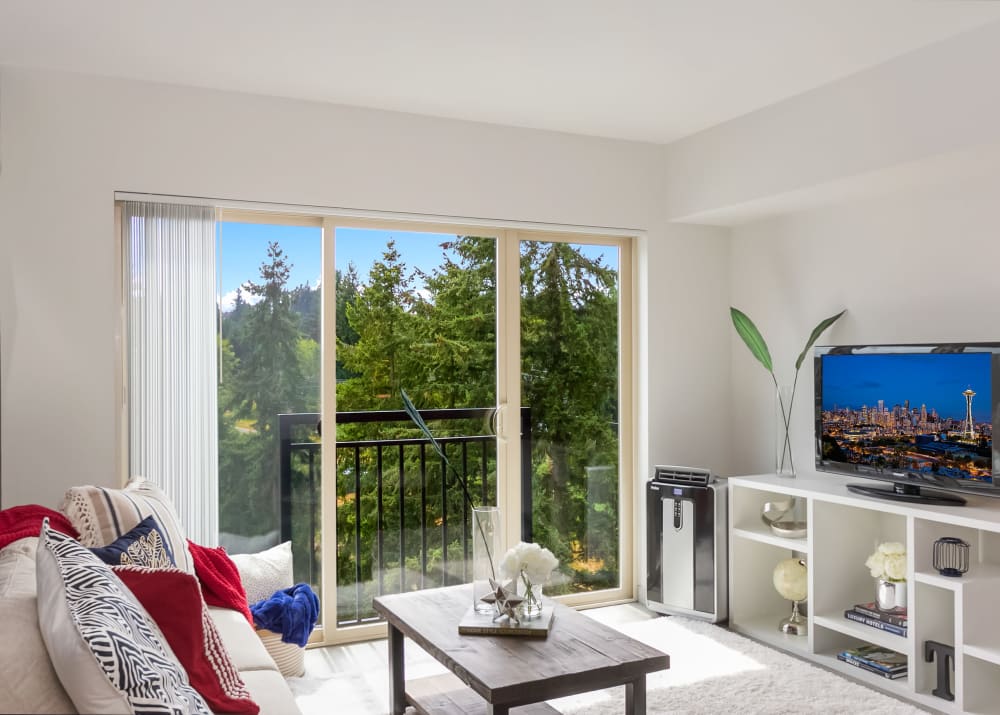 Apartment living room at Tria Apartments in Newcastle, WA