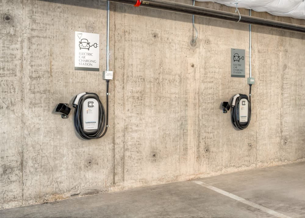 Electric vehicle parking at Tria Apartments in Newcastle, WA