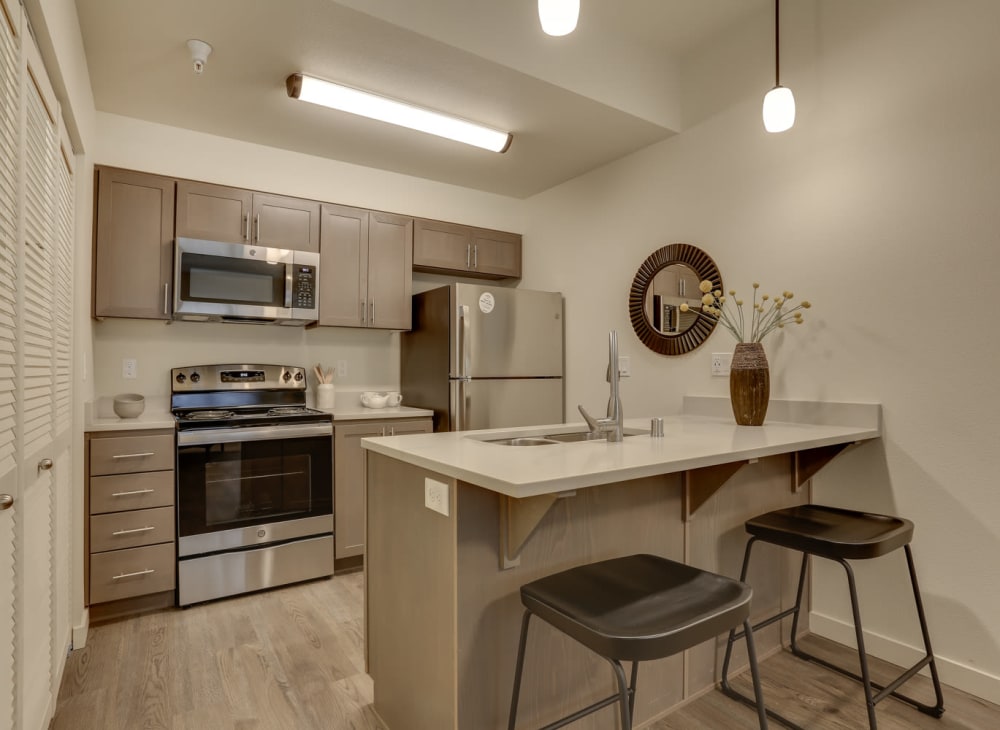 Sleek modern décor in an apartment at Haven Hills in Vancouver, Washington