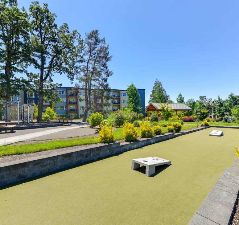 Exterior photo of homes and a walking path at Terrene at the Grove in Wilsonville, Oregon