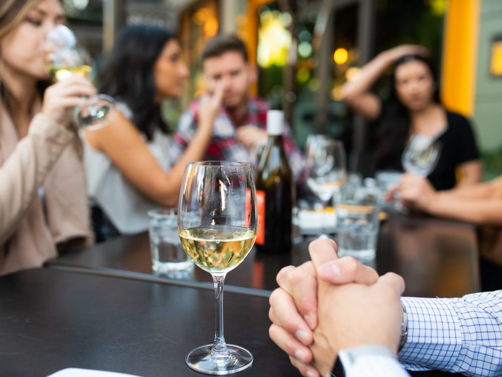 Residents out on the town having drinks together near San Portales in Scottsdale, Arizona
