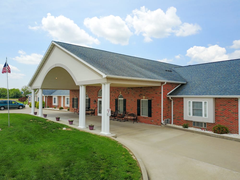 The main building at Garden Place Red Bud in Red Bud, Illinois. 