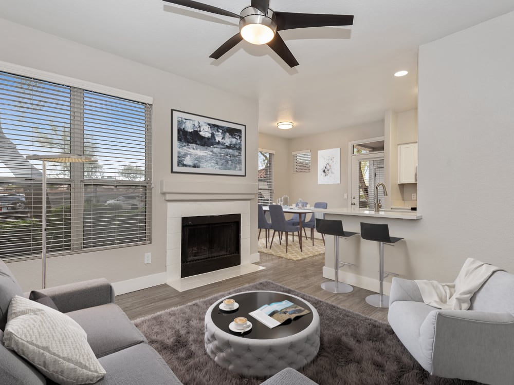 Furnished model living room at The Retreat Apartments in Phoenix, AZ
