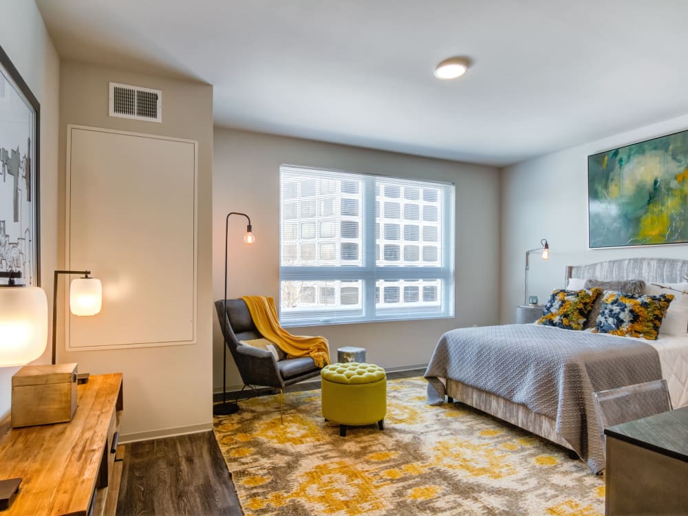 Cozy bedroom at The Link Minneapolis in Minneapolis, Minnesota