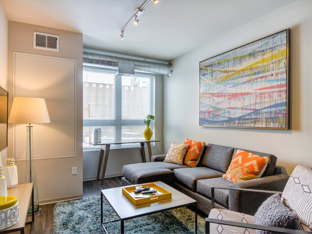 Spacious living room at The Link Minneapolis in Minneapolis, Minnesota