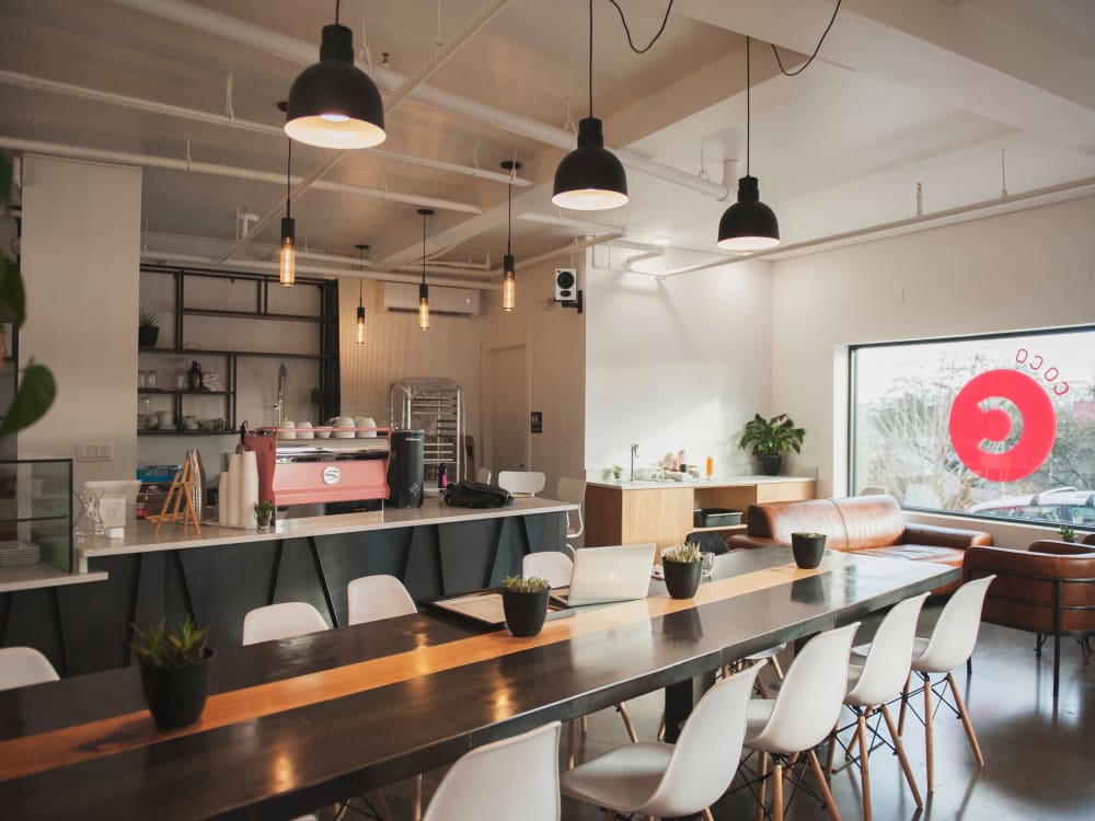 Coco Donuts retail location at street level at Brooklyn Yard in Portland, Oregon