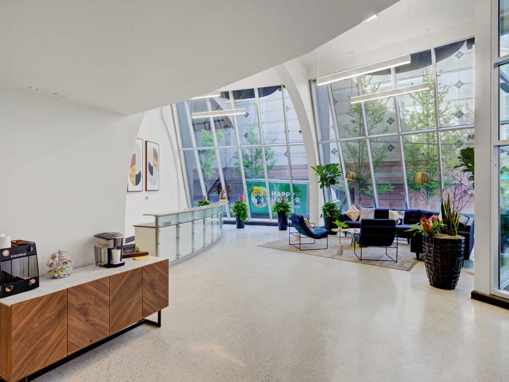 Elevator area in the lobby at Tower 801 in Seattle, Washington