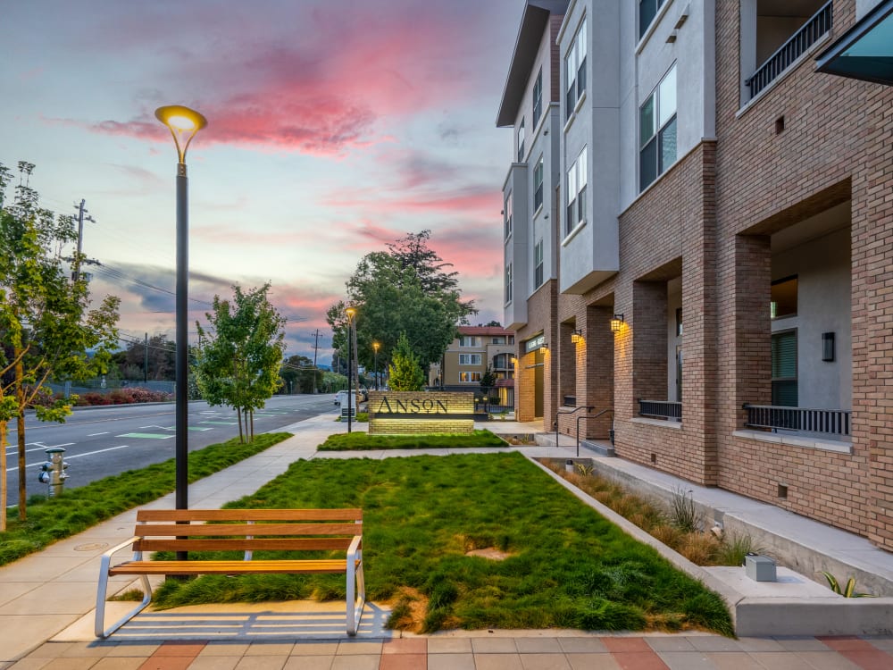 Well lit exterior at Anson in Burlingame, California