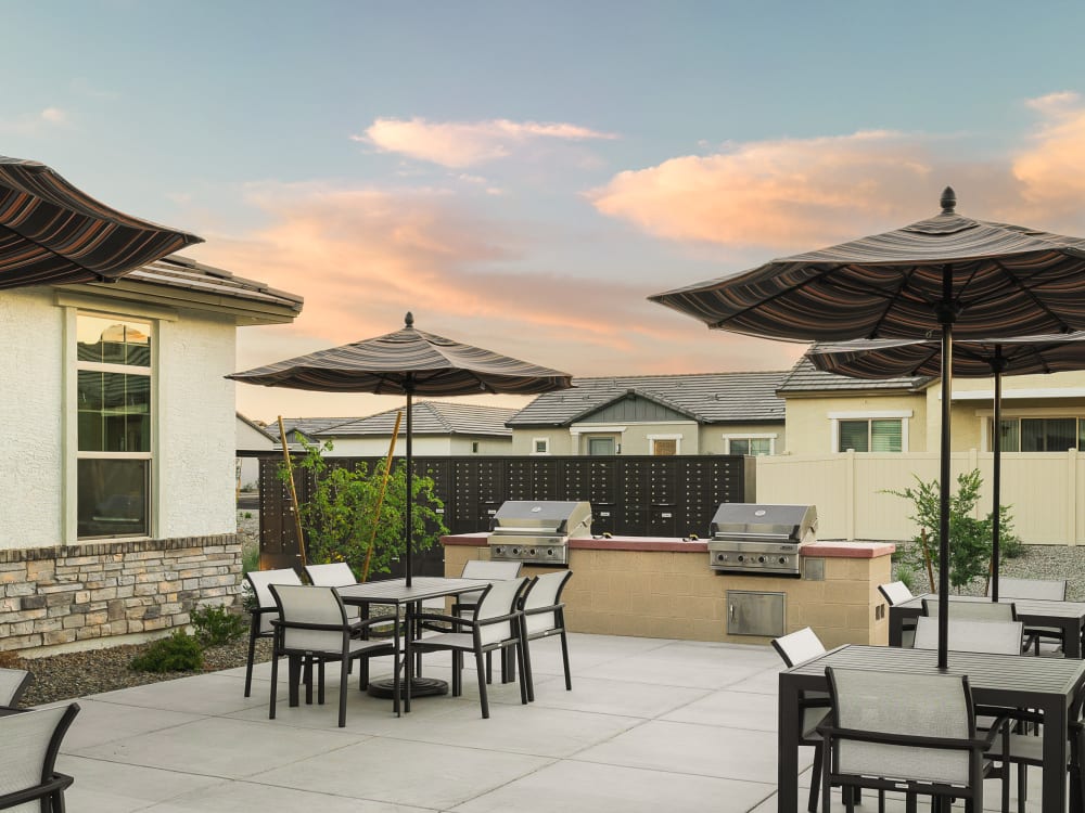 Poolside seating at Estia Windrose in Litchfield Park, Arizona