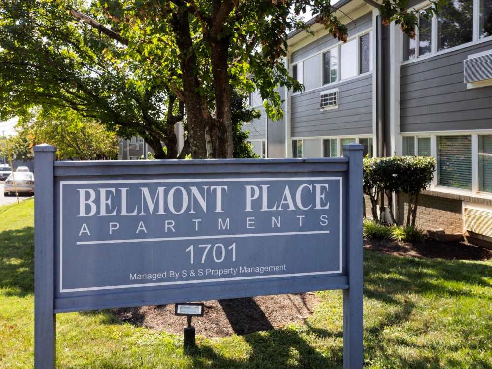 Quality welcome sign at Belmont Place Apartments in Nashville, Tennessee