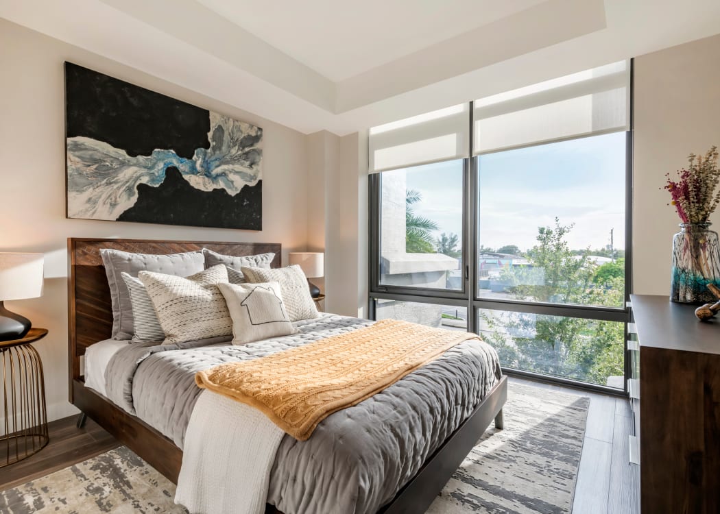Large bedroom with an amazing view at Motif in Fort Lauderdale, Florida