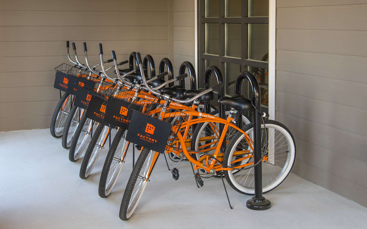 Outdoor bike parking at Factory at Park Circle in North Charleston, South Carolina