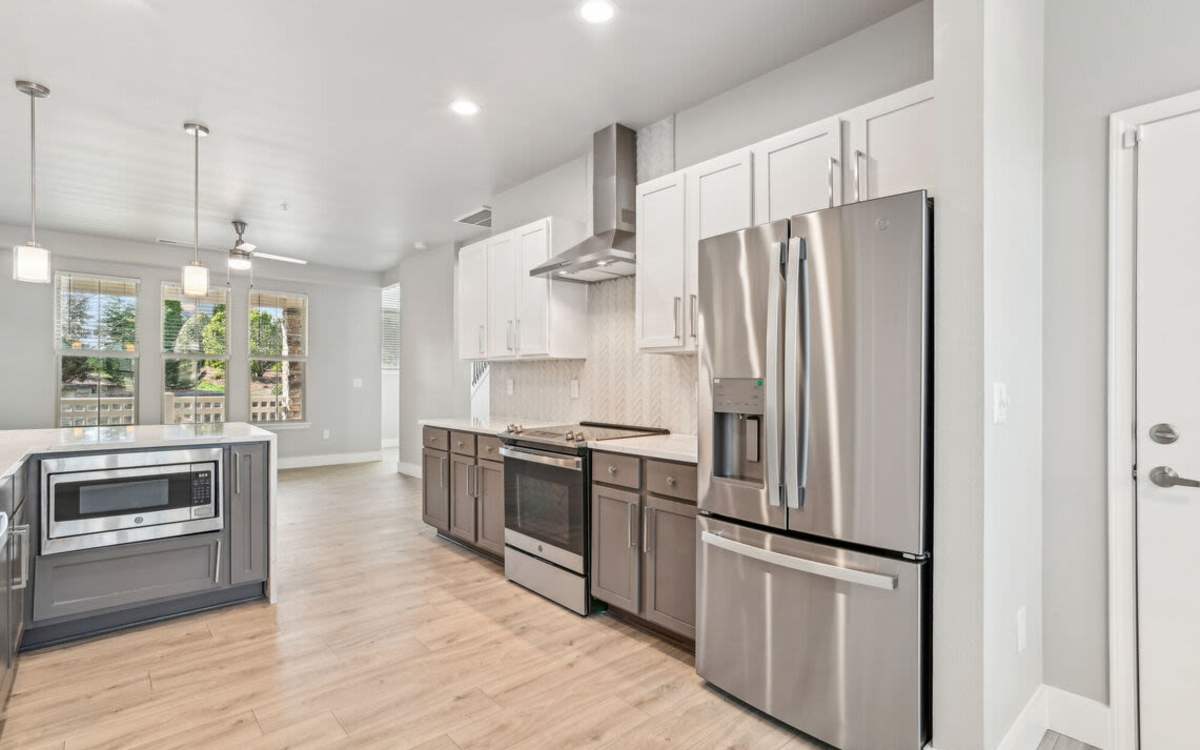 Breakfast bar in a kitchen at The Apartments at Brayden in Fort Mill, South Carolina