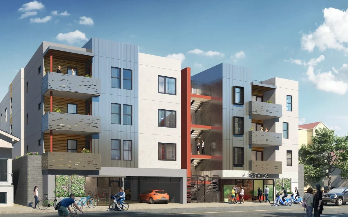 Rendering of the building at Baden Station in South San Francisco, California