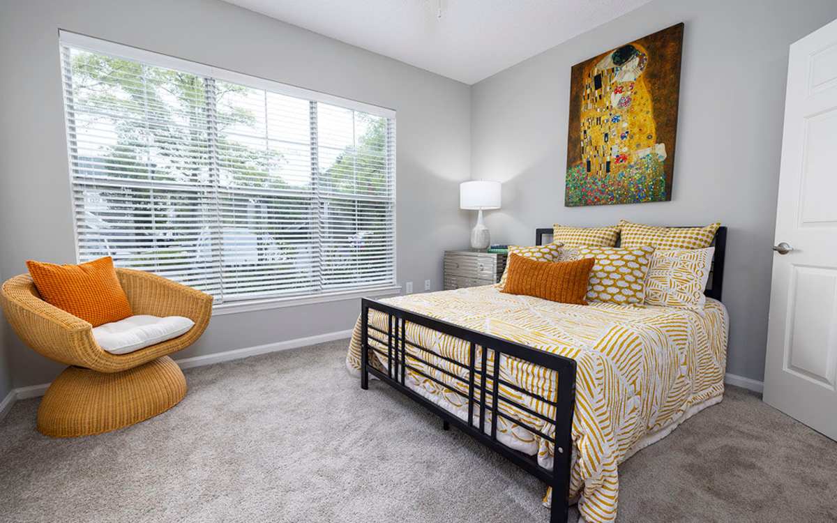 Cozy bedroom at Heron Reserve in Charleston, South Carolina