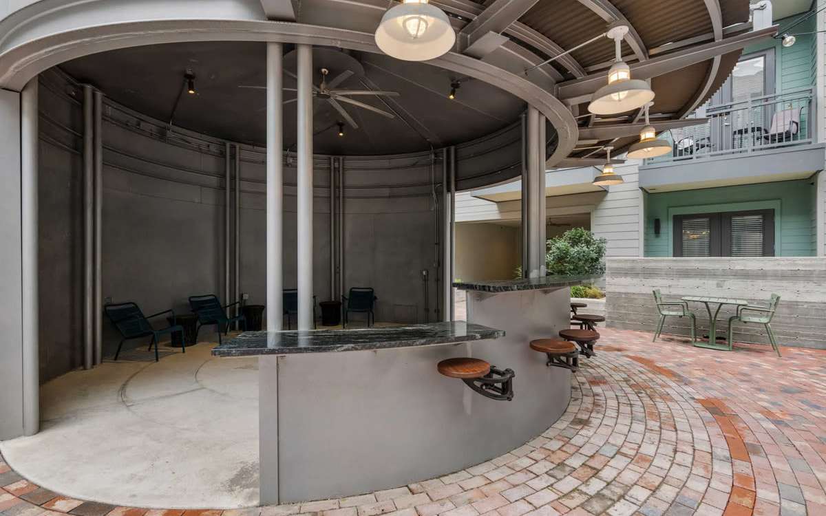 Outdoor resident lounge at Southline in San Antonio, Texas
