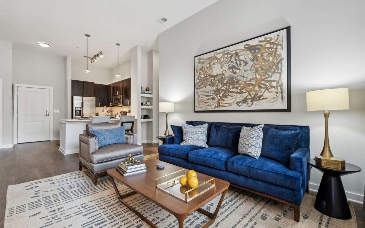 Model living room at  in , 