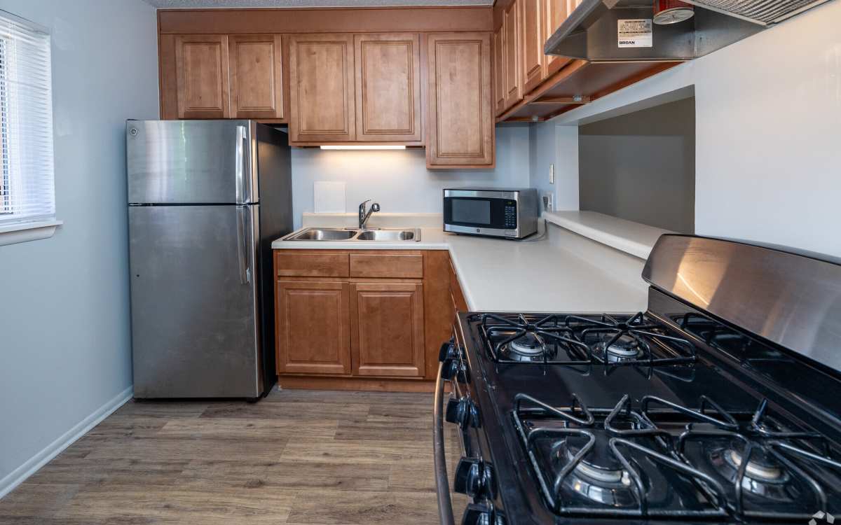 Apartment kitchen at Monaco Arms in Jacksonville, Florida