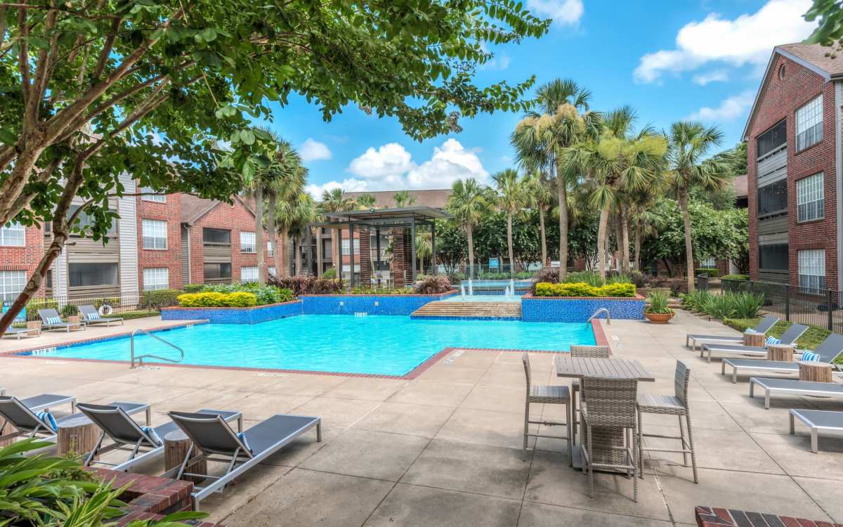 Shimmering swimming pool at The Haven On Buoy in Webster, Texas