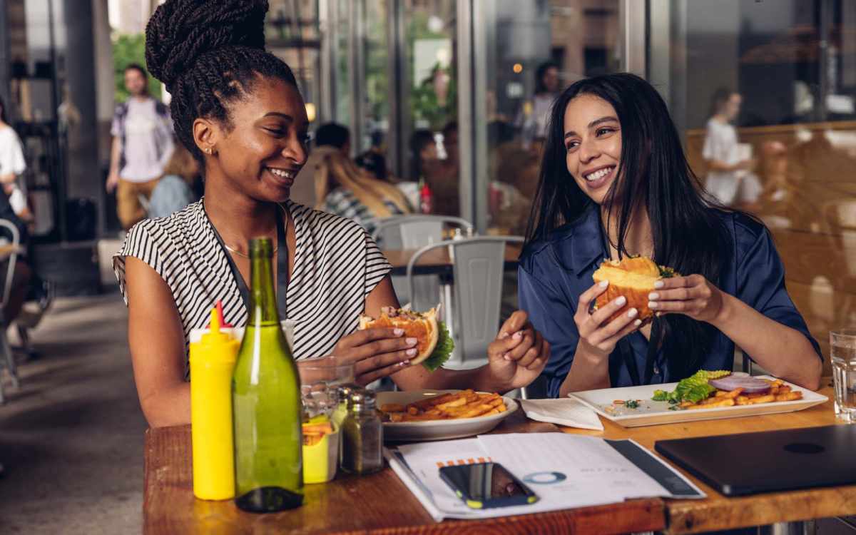 Residents dining out Henderson Place in Atlanta, Georgia