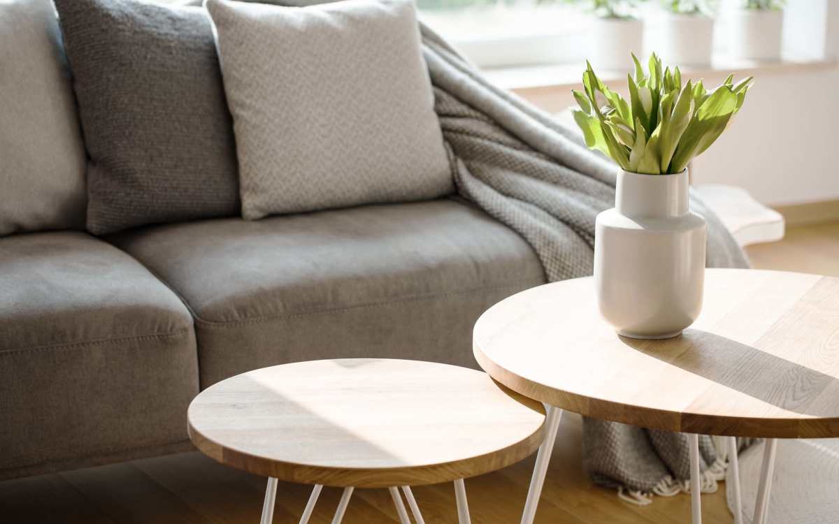 Living room with coffee table  at Stone Lake in Indianapolis, Indiana