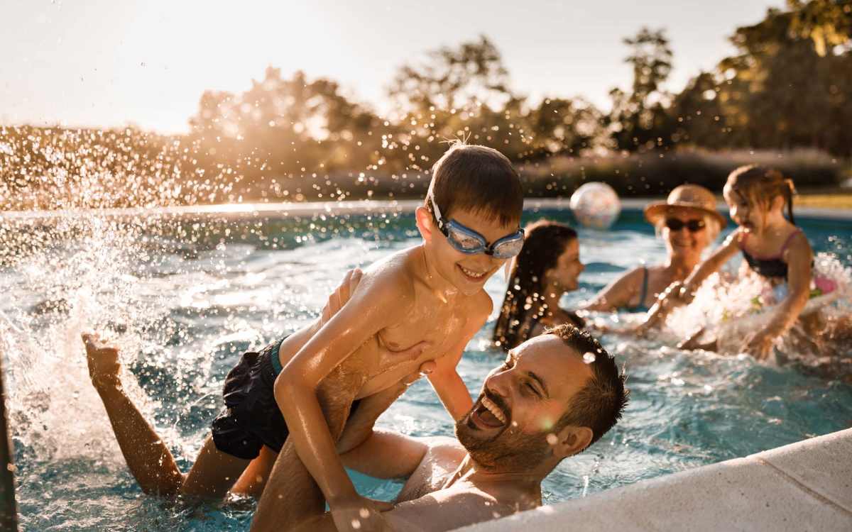 Sparkling swimming pool at Cedarwood in Gretna, Louisiana