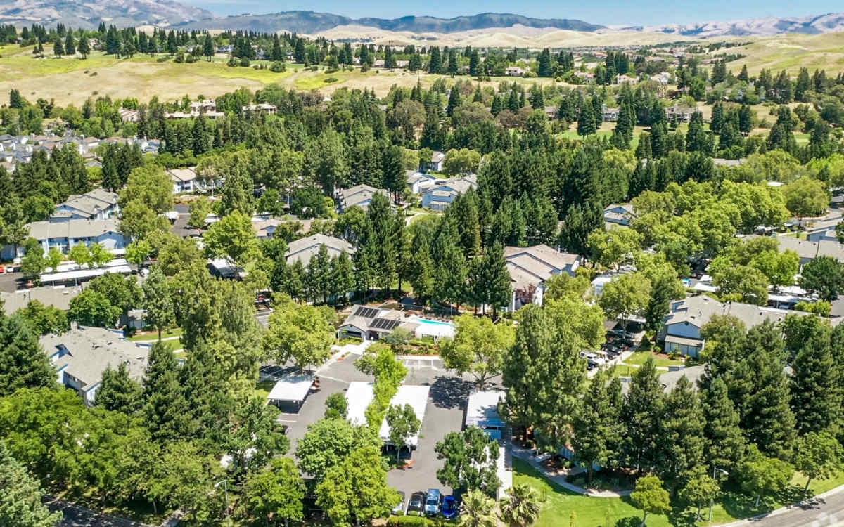 Aerial view of nearby area at Country Brook Rental Condominiums in San Ramon, California