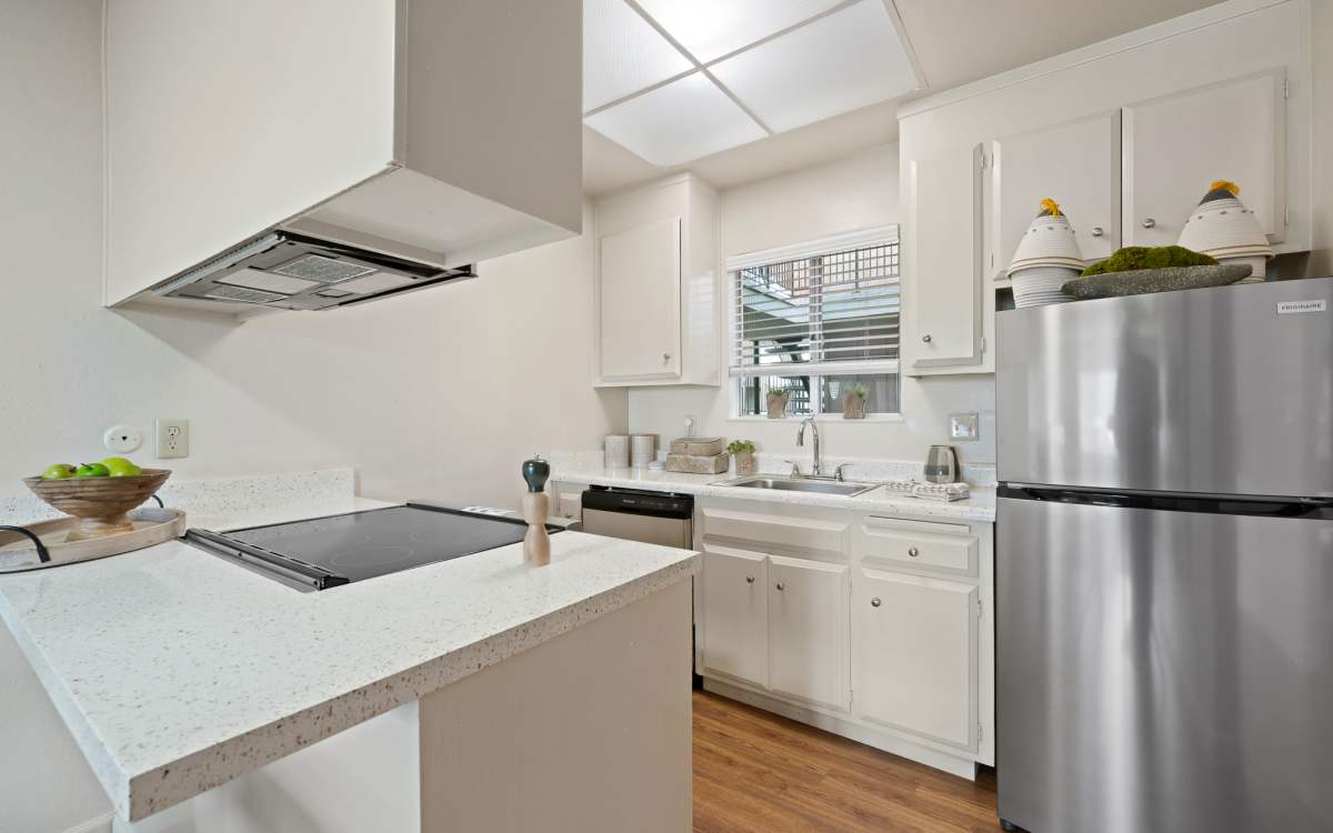 Spacious island kitchen at Sundale Apartments in Fremont, California