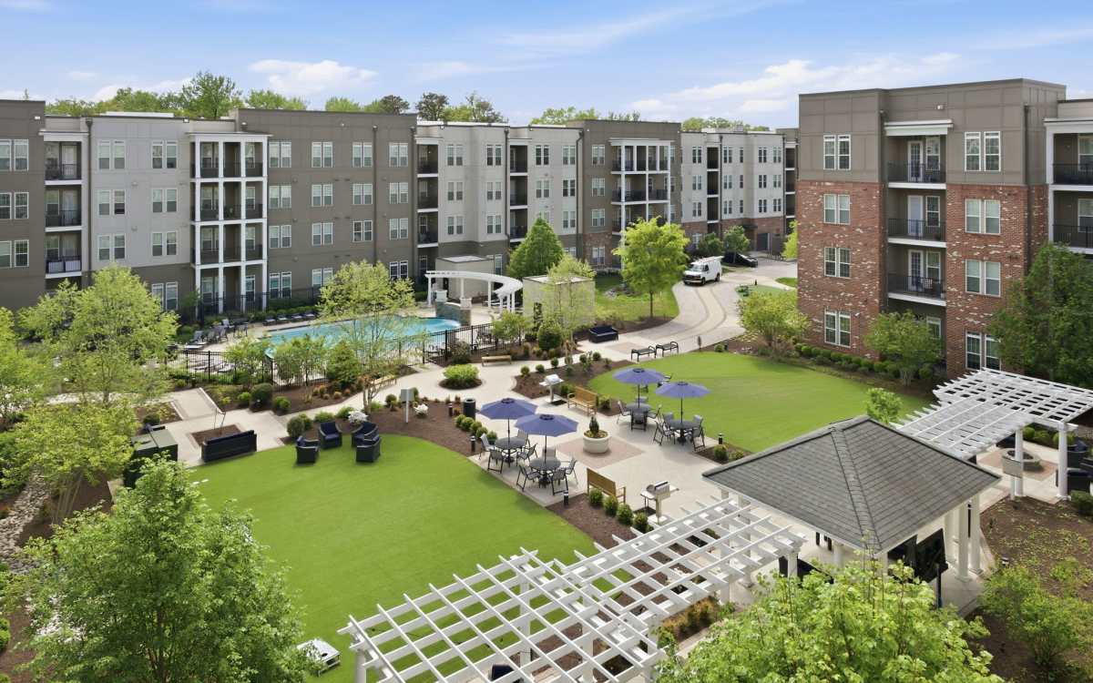Drone shot of community at 322 Baldwin in Odenton, Maryland