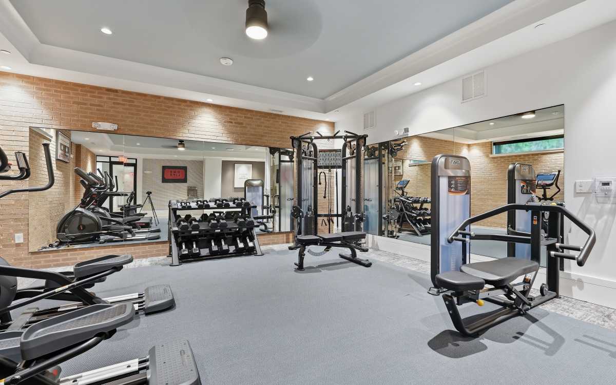 Fitness Center w/cardio equipment and weights at The Residences at Patapsco in Ellicott City, Maryland
