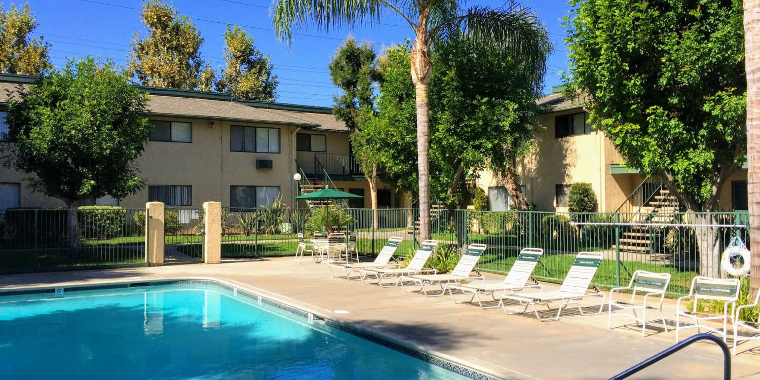 Swimming pool at Sierra Gardens in Riverside, California